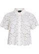 Skjortebluse i blonde med perleknapper, Vanilje, Packshot image number 0