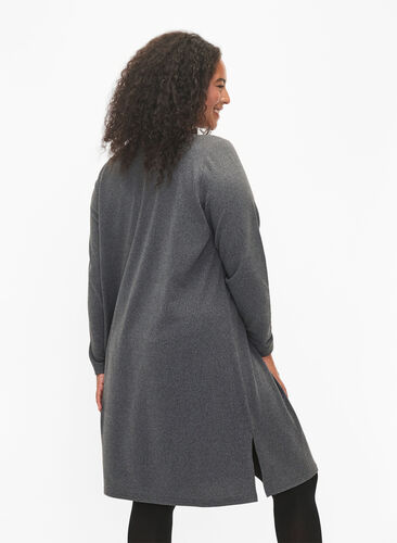 Langermet jerseykjole med knappedetaljer, Dark Grey Melange, Model image number 1