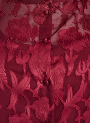 Zizzi Bluse med knapper og blomsterprint, Mørk Bordeaux, Packshot image number 2