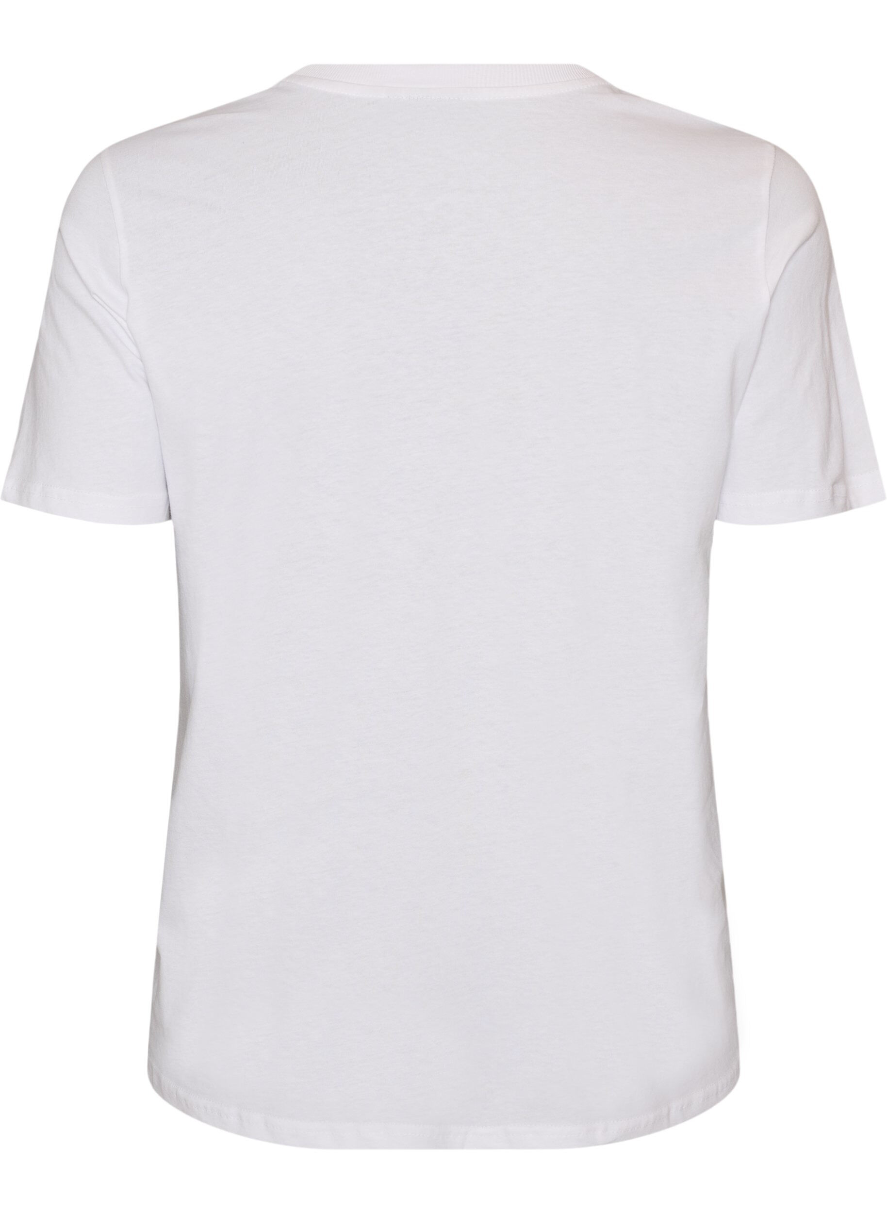 ZizziBomulls-T-skjorte med trykk, Hvit, Packshot image number 1