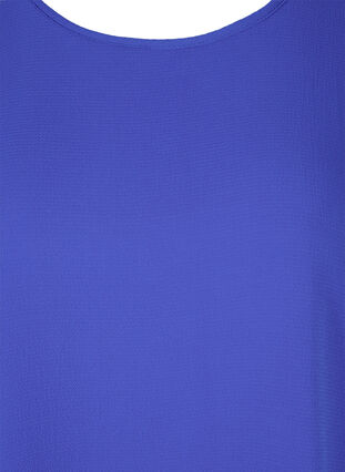 Bluse med korte ermer og rund hals, Dazzling Blue, Packshot image number 2
