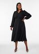 Midikjole med smock og dekorative knapper, Svart, Model image number 0