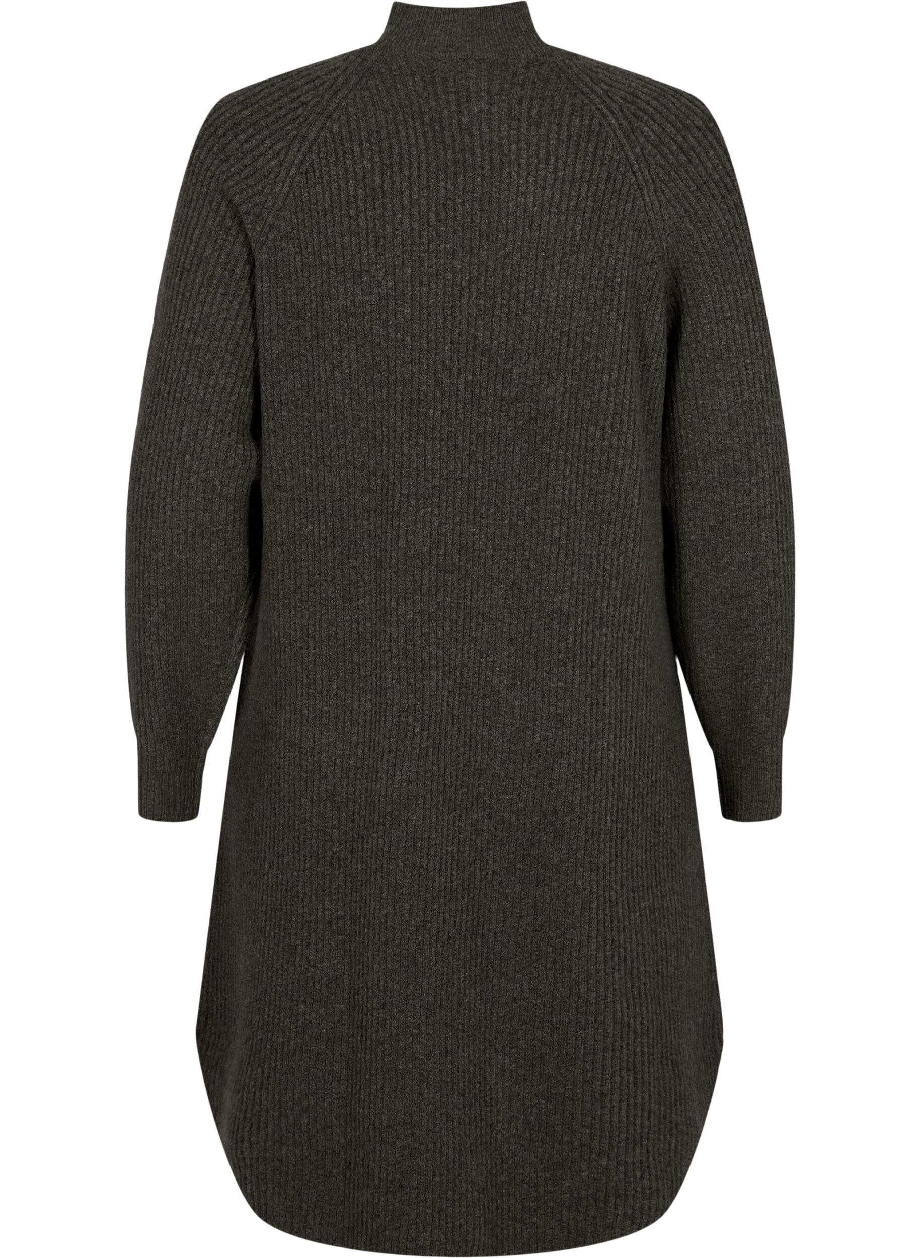 Zizzi Langermet strikkekjole med h&oslash;y hals og lange ermer, Sea Turtle Mel., Packshot image number 1