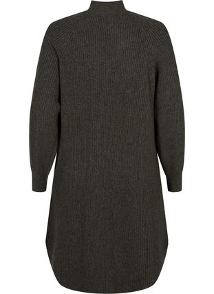 Zizzi Langermet strikkekjole med høy hals og lange ermer, Sea Turtle Mel., Packshot image number 1