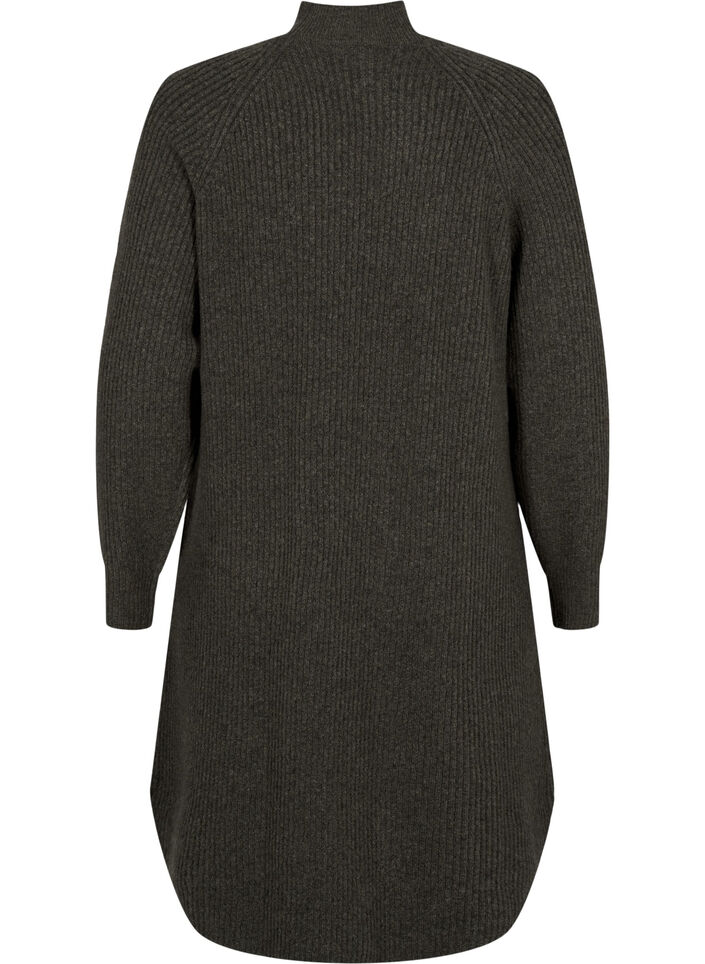 Langermet strikkekjole med høy hals og lange ermer, Sea Turtle Mel., Packshot image number 1