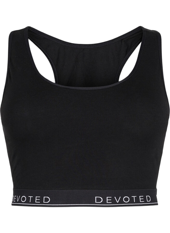 BH med en rund hals i bomull, Black/Upper Font, Packshot image number 0