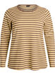Stripete bluse med lange ermer, Brun, Packshot image number 0