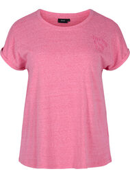 Melert T-skjorte i bomull, Fandango Pink Mel