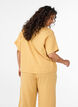 Bluse i bomullsmusselin med korte ermer, Gul, Model image number 2