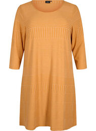 Kjole med 3/4-lange ermer og stripemønster, Sudan Brown Mel.