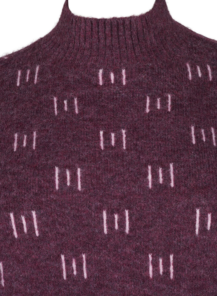 Strikket bluse med mønster og høy hals, Potent P. Mel. Comb, Packshot image number 2