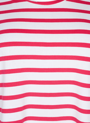T-skjorte i økologisk bomull med striper, Bright Rose Stripes, Packshot image number 2