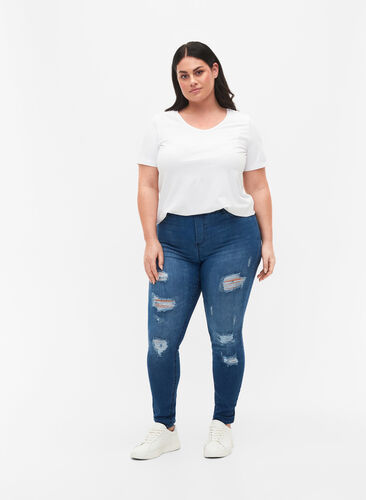 Jeggings med splitt, Dark blue, Model image number 0