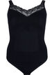 Shapewear bodystocking med blonder, Svart, Packshot image number 0