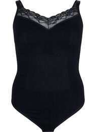 Shapewear bodystocking med blonder, Black