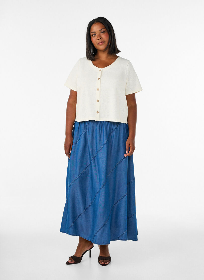 Maxiskj&oslash;rt i plagg i denim i TENCEL&trade; Lyocell, Bl&aring;, Model image number 0
