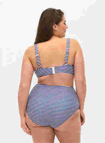 Blomstrete bikinitruse med høyt liv, Blue Striped, Model image number 1