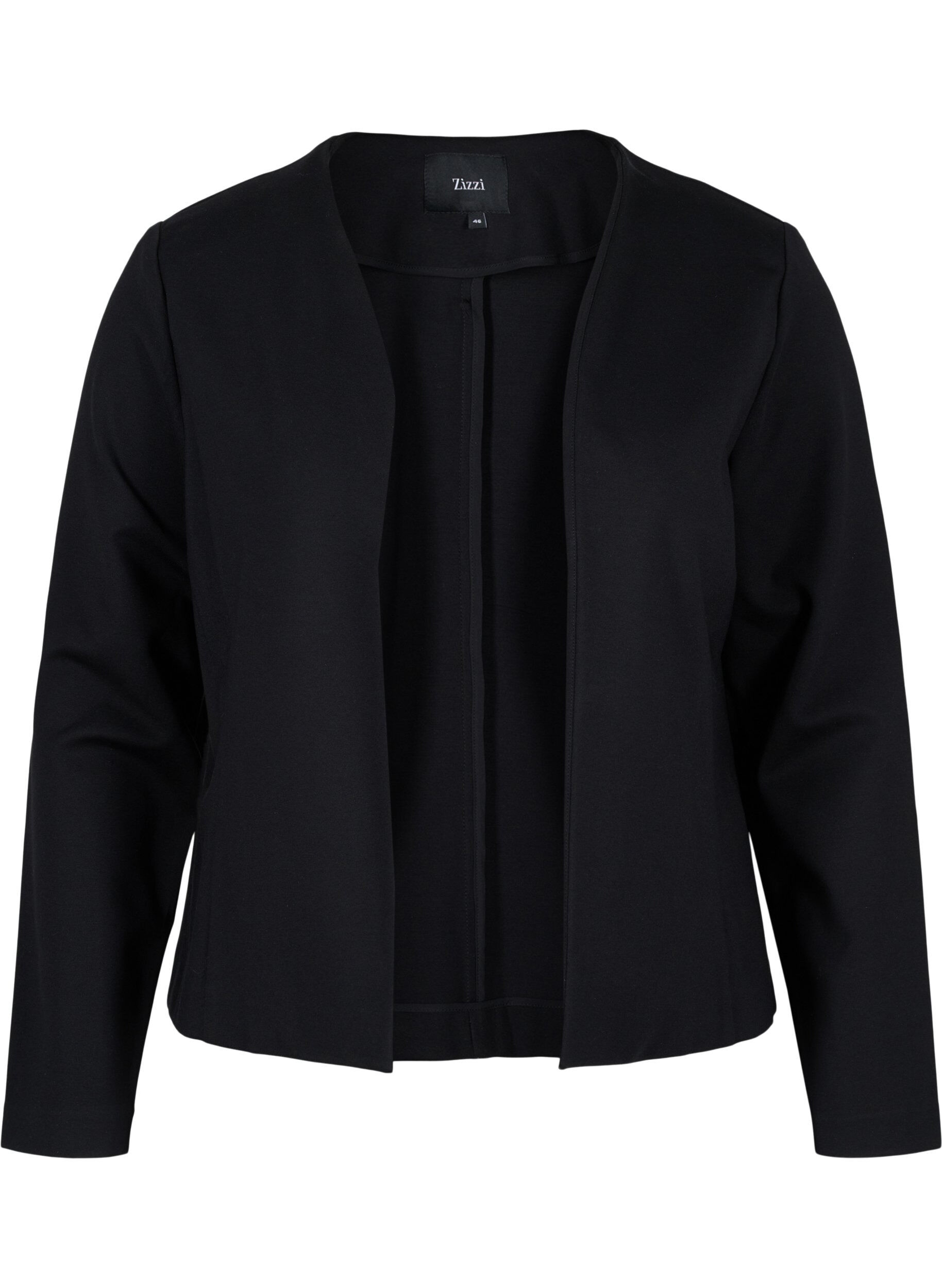 ZizziEnsfarget kort &aring;pen blazer, Black, Packshot image number 0