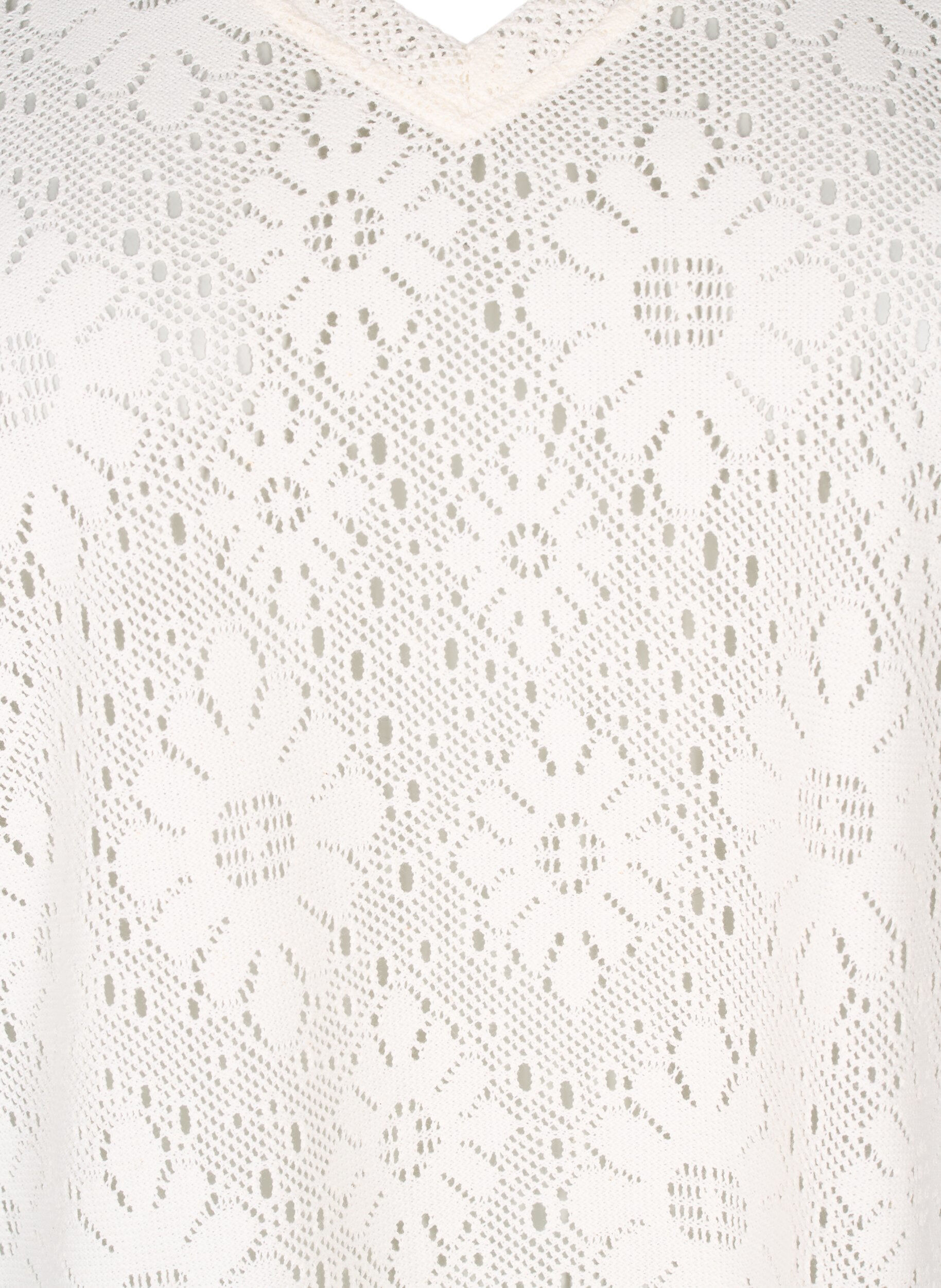 Zizzi Bluse med et &aring;pent m&oslash;nster og korte ermer, Beige, Packshot image number 2