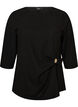 Bluse med asymmetrisk drapering og 3/4-ermer, Svart, Packshot image number 0