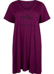 Nattkjole av bomull med trykk, D. Purple w. Coffee