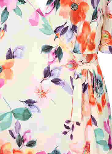 Blomstrete kjole med wrap og 3/4 ermer, Buttercream Flower, Packshot image number 2