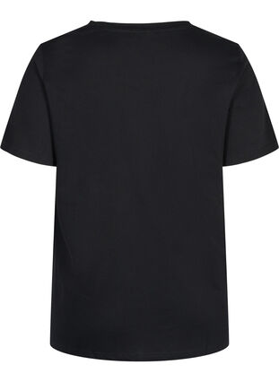 T-skjorte med trykk i organisk bomull, Black, Packshot image number 1