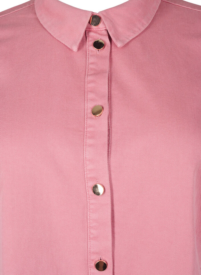 Skjortekjole i farget denim med mesh detaljer, Heather Rose, Packshot image number 2