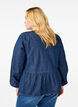 Peplumbluse i denim med snøring, Blå, Model image number 2