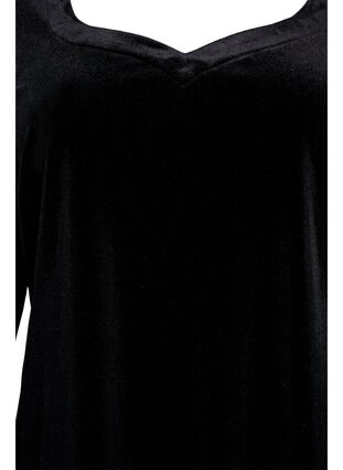 Bluse i velur med lange ermer, Black, Packshot image number 2