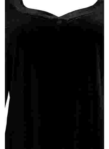 Bluse i velur med lange ermer, Black, Packshot image number 2