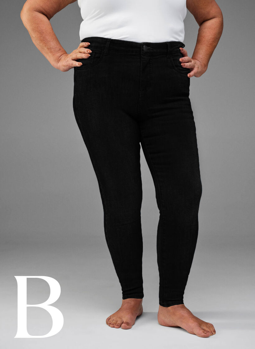 Supersmale jeans med høy midje, Black, Model