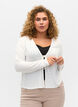 Ribbet cardigan med knyting, White, Model image number 0