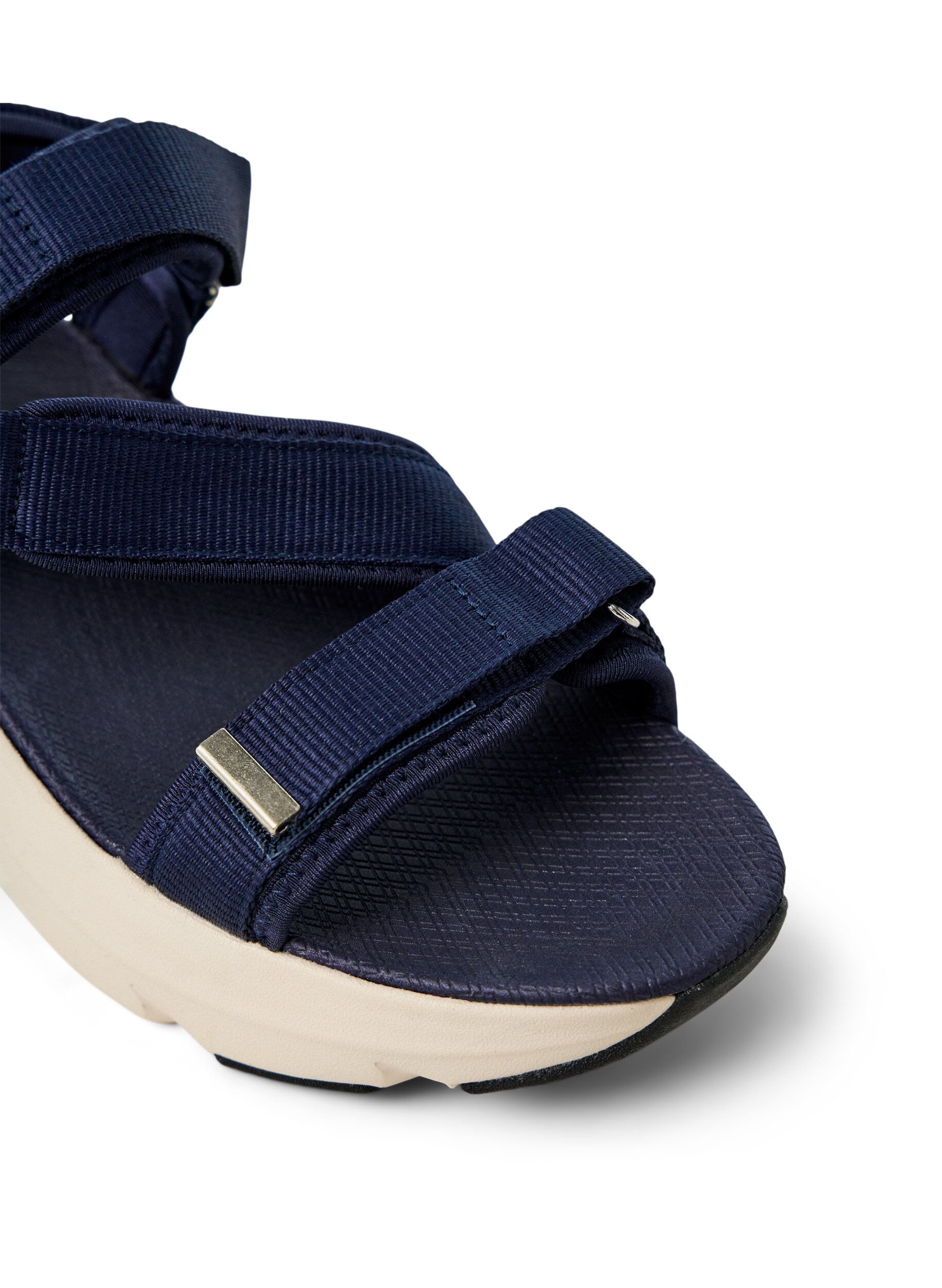 ZizziKomfortabel sandal med borrel&aring;s og st&oslash;tte til fotbuen, Bl&aring;, Packshot image number 3