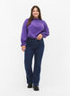 Langermet bluse i viskose med volanger, Prism Violet, Model image number 2