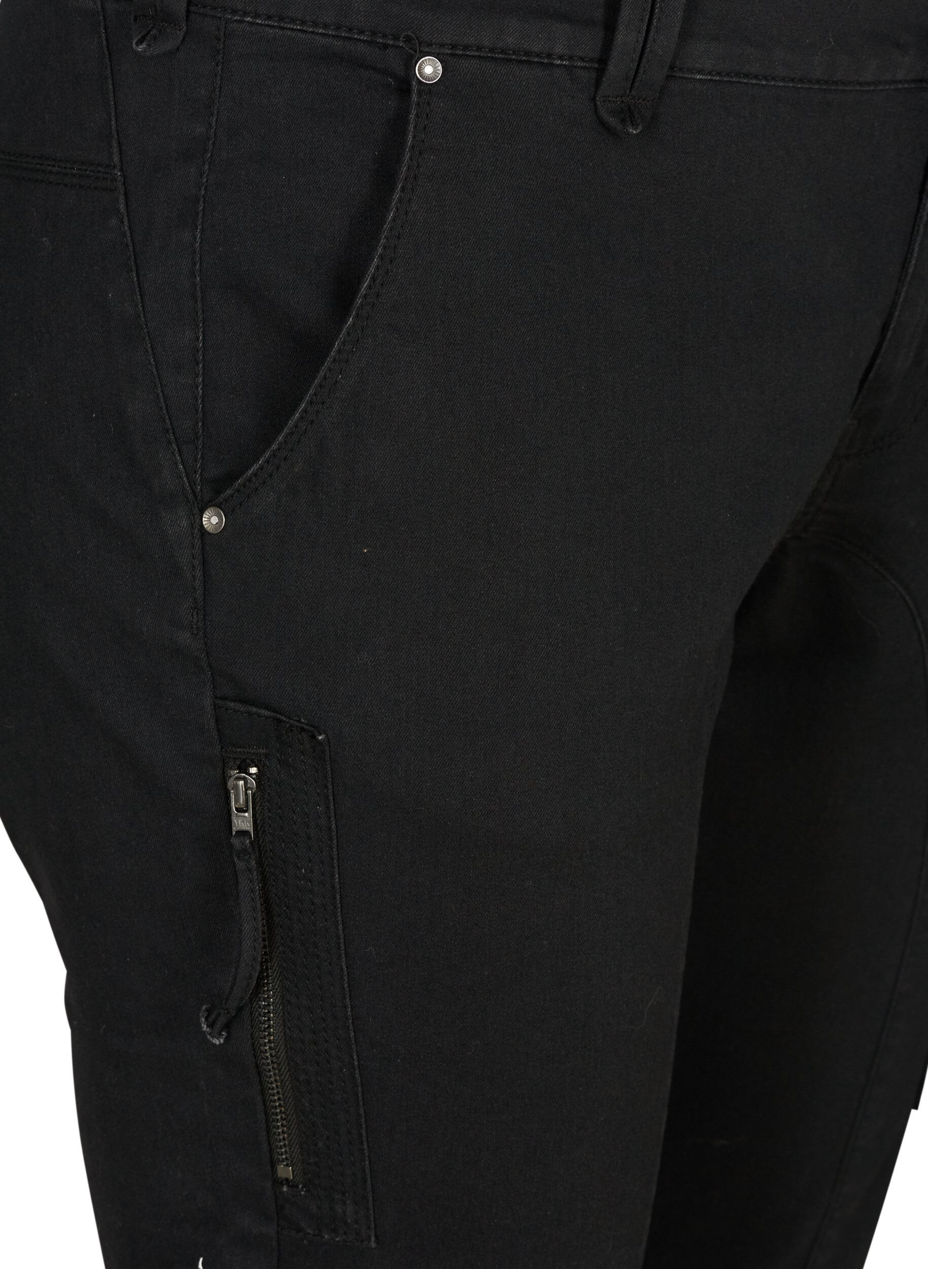 ZizziSlim-fit capri-jeans med lommer, Svart, Packshot image number 2