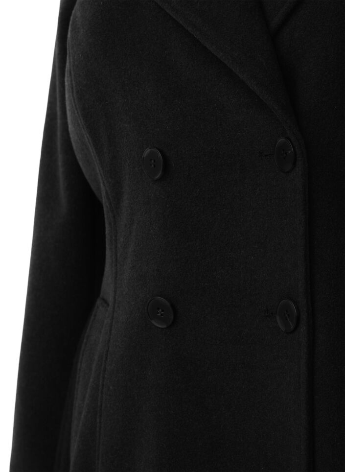Kort ulljakke med belte, Black, Packshot image number 2
