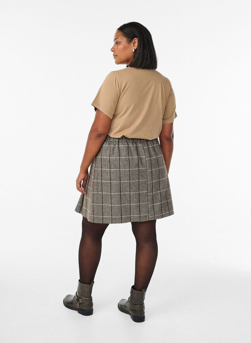 Rutete skjørt, Dark Grey Check, Model