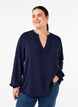 Langermet bluse med struktur, Navy Blazer, Model image number 0