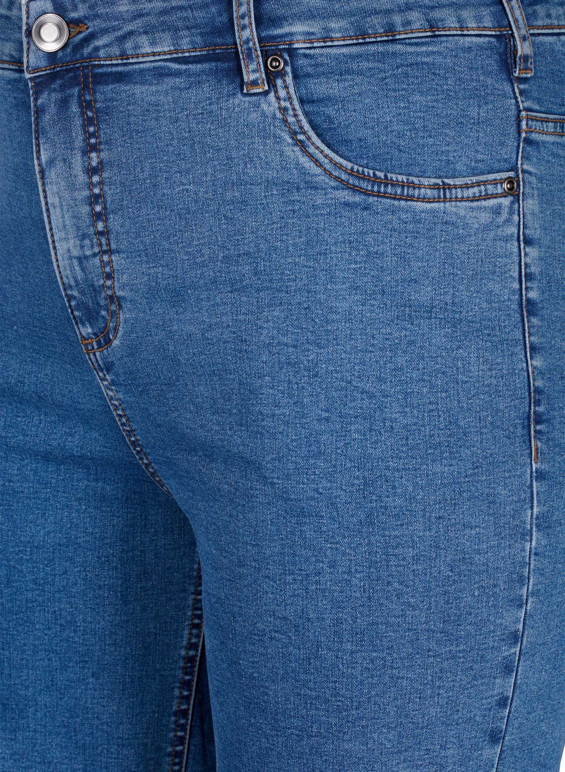 Zizzi Tettsittende dongerishorts med h&oslash;y midje, Blue Denim, Packshot image number 2