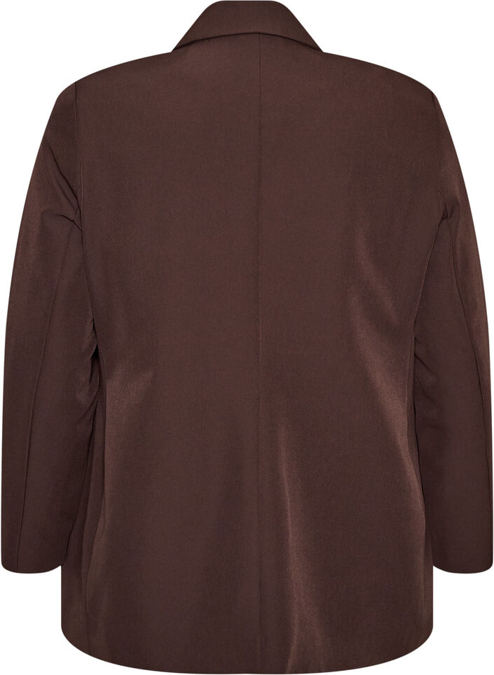 Klassisk blazer med knappelukking, Brun, Packshot image number 1