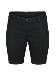 Slim fit Emily shorts med normal midje, Black solid