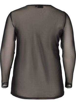 Tettsittende bluse i mesh, Black, Packshot image number 1