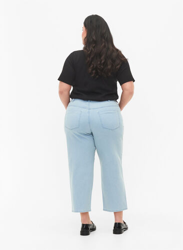 Straight jeans med ankellengde, Light blue denim, Model image number 1