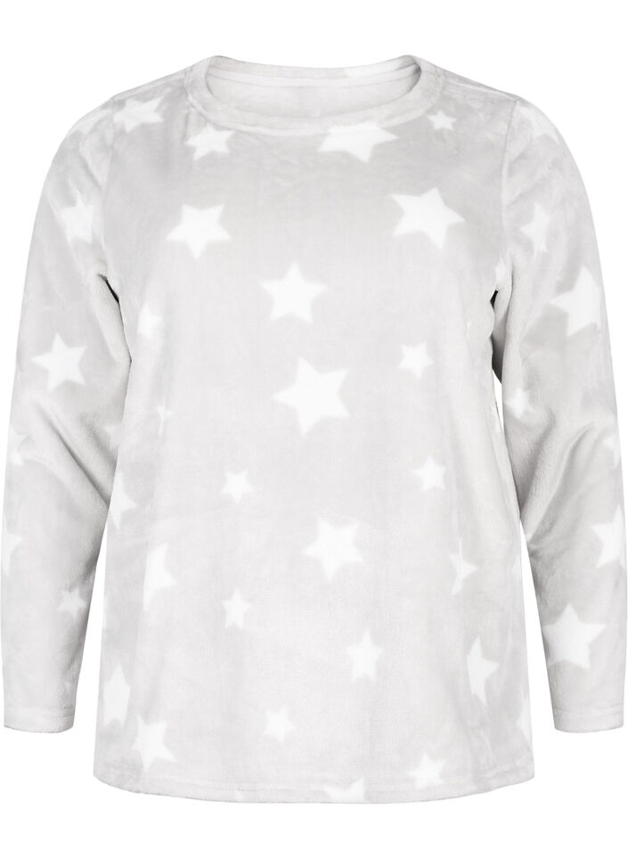 Langermet bluse med stjerner, Grey Star, Packshot image number 0