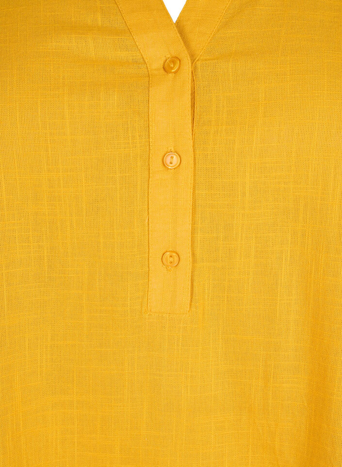 Skjortebluse i bomull med V-hals, Golden Yellow, Packshot image number 2