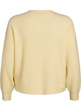 Zizzi Ribbestrikket cardigan med knapper, Gul, Packshot image number 1