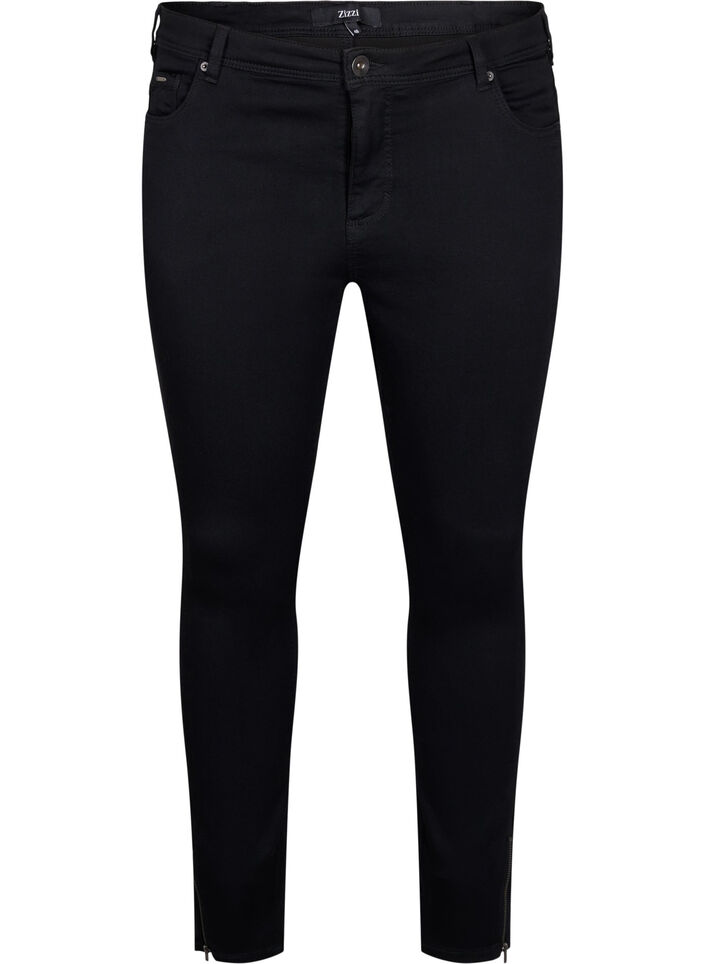Cropped Amy jeans med glidel&aring;s, Svart, Packshot image number 0