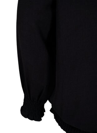 Ensfarget bluse med smokk og lange ermer, Black, Packshot image number 3