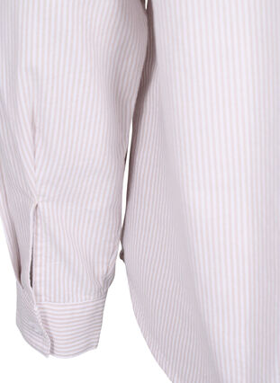 Langermet bomullsskjorte, White Taupe Stripe, Packshot image number 4
